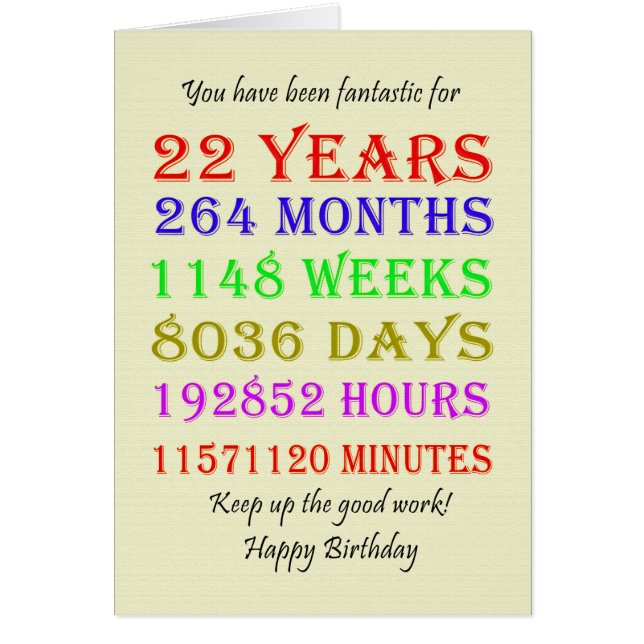 Cartão 22º aniversário (Frente)