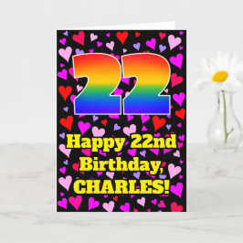 Cartão 22º Aniversário: Padrão de Corações Adoráveis, Arc