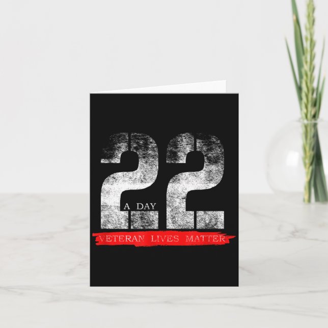Cartão 22 A Day Veteran Lives Suicide Awareness  (Frente)