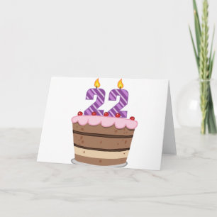 Cartão 22 anos de idade no Bolo de Aniversário