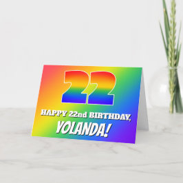 Cartão 22nd Birthday: Multicolored Rainbow Pattern # 22
