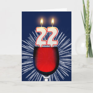 Cartão 22nd Birthday with wine and candles