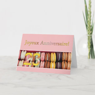 Cartão 23º aniversário francês Macaron-Joyeux Anniversair