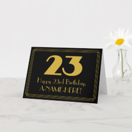 Cartão 23.º aniversário: Art Deco Inspirou "23" & Nome