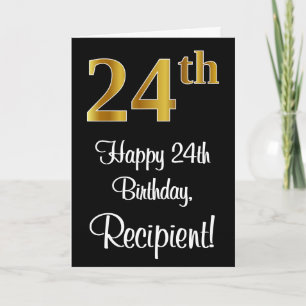 Cartão 24º aniversário ~ Legant Luxurious Faux Dourado