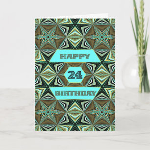 Cartão 24.º aniversário com design abstrato verde
