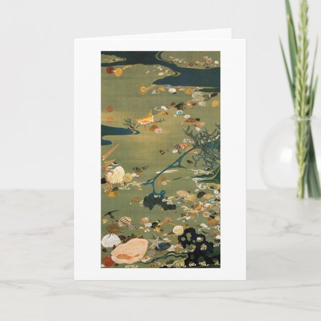 Cartão 24. 貝甲図, escudos do 若冲, Jakuchū, arte de Japão (Frente)