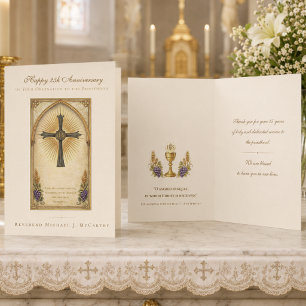Cartão 25º Aniversário de Presbítero Católico IHS Eucarís