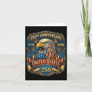 Cartão 250 Aniversário Americano 1776 2026 Bandeira EUA 2
