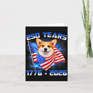 Cartão 250 Anos América 1776 2026 Amantes de Cães Corgi