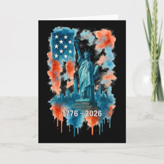 Cartão 250 Anos Bandeira Estátua Da Liberdade 1776-2026 2