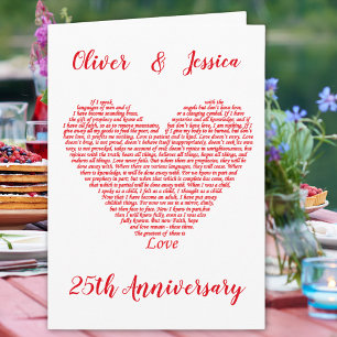 Cartão 25 Anniversário Bíblia Cotação 1 Corinthians 13 Am