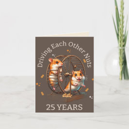 Cartão 25 anos de hamsters conduzindo uns aos outros louc