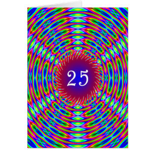 Cartão 25 Birthday Abstrato Trippy Swirls