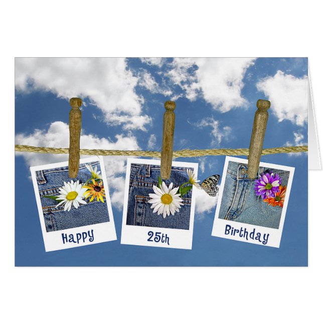 Cartão 25 Birthday Daisies (Frente Horizontal)