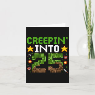 Cartão 25 Birthday Gamer Pixel Creepin" Em 25 Vídeo G