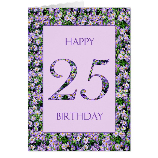 Cartão 25 Birthday Roxo Daisies (Frente)