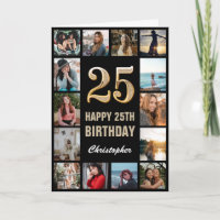 25 Happy Birthday - Colagem de Fotos Dourada e Pre