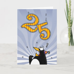 Cartão 25th Birthday - Penguin Surprise Card