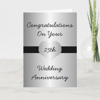 Cartão 25th Wedding Anniversary Card Silver Heart