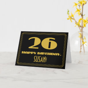 Cartão 26.o aniversário: Nome + Arte Deco Inspirado "26"