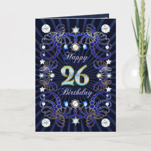 Cartão 26th birthday card with masses of jewels