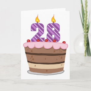 Cartão 28 anos no Bolo de Aniversário