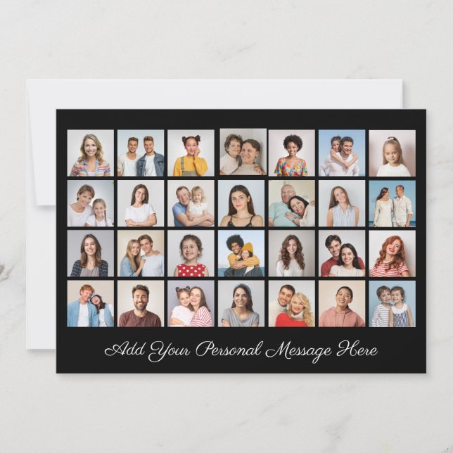 Cartão 28 Colagem de Fotos Adicionar Sua Própria Saudação (Frente)
