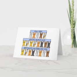 Cartão 29 de fevereiro Cats de Aniversário