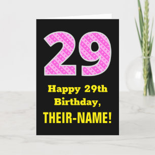 Cartão 29.o aniversário: Listras e Corações Rosa "29" 