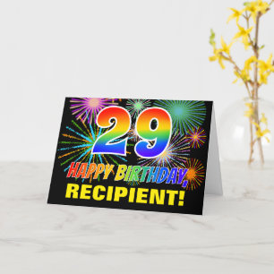 Cartão 29.o aniversário: Negrito, Divertido, Fireworks, 