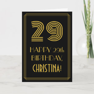 Cartão 29th Birthday: Art Deco Inspired Look "29" & Name