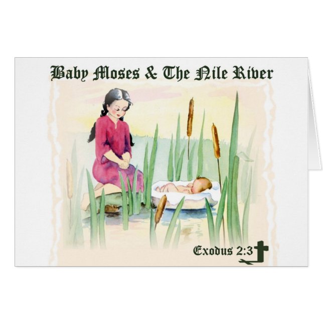 Cartão 2:3 do êxodo - bebê Moses no Nile River (Frente Horizontal)