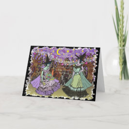 Cartão 2 bruxas de Edwardian em uma floresta assombrada