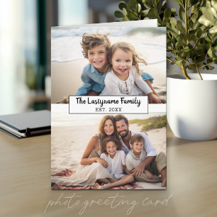 Cartão 2 Colagem de Fotos com Texto para Nome da Família