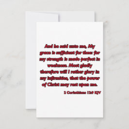 Cartão 2 Corinthians 12:9 Escritura de Bíblia KJV Saudaçã