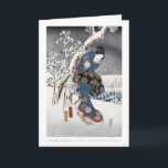 Cartão 2 da gueixa da neve<br><div class="desc">Um impressão bonito do woodblock de Ukiyo-e do japonês por Utagawa Kunisada,  um artista ilustre para sua figura imprime. Este é o painel 1 no triptych autorizado Genji moderno: Visão na neve.</div>
