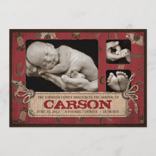 Cartão 2 de Anúncio de Bebê do Cowboy