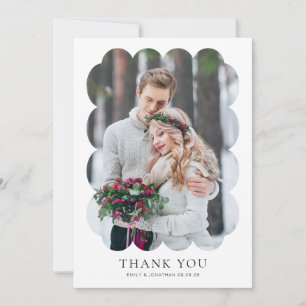 Cartão 2 fotos do casamento recém-casado Wavy Frame