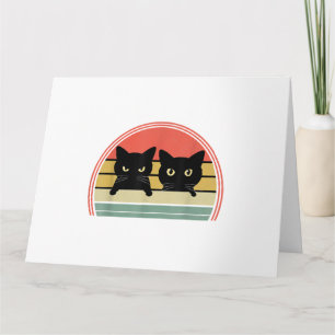 Cartão 2 Gatos Pretos Purgando Vintage Retro Cat Animal L