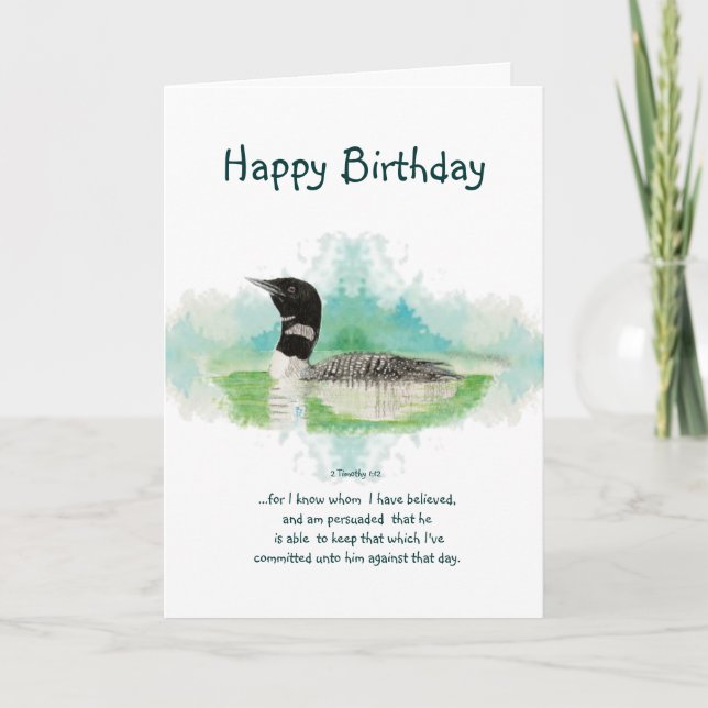 Cartão 2 Timothy 1:12 Vazio de aniversário da Escritura C (Frente)