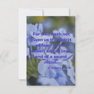 Cartão 2 Timothy 1:7 KJV Escritura de Bíblia saudação