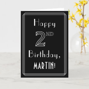 Cartão 2nd Birthday: Art Deco Style # 2 & Custom Name