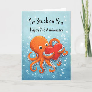 Cartão 2nd wedding anniversary Octupus lover