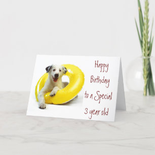 CARTÃO "3º ANIVERSÁRIO" CHEIO DIVERTIDO E BEIJOS, TAMBÉM!