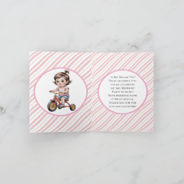 Cartão 3º. Aniversário da garota em uma festa triciclo Ob