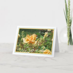 Cartão 30 Bday Louise Yellow Rose Ouro Blue Frame