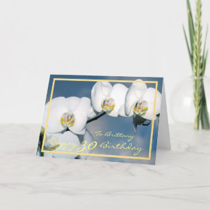 Cartão 30 Bday Orquídeas Brancas Brittany - Quadro Dourad