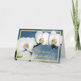 Cartão 30 Bday Rachel White Orchids Elegante Quadro Doura