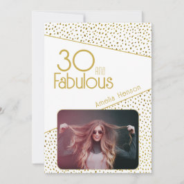 Cartão 30 e Fabuloso Brilho Dourado Foto Aniversário de 3